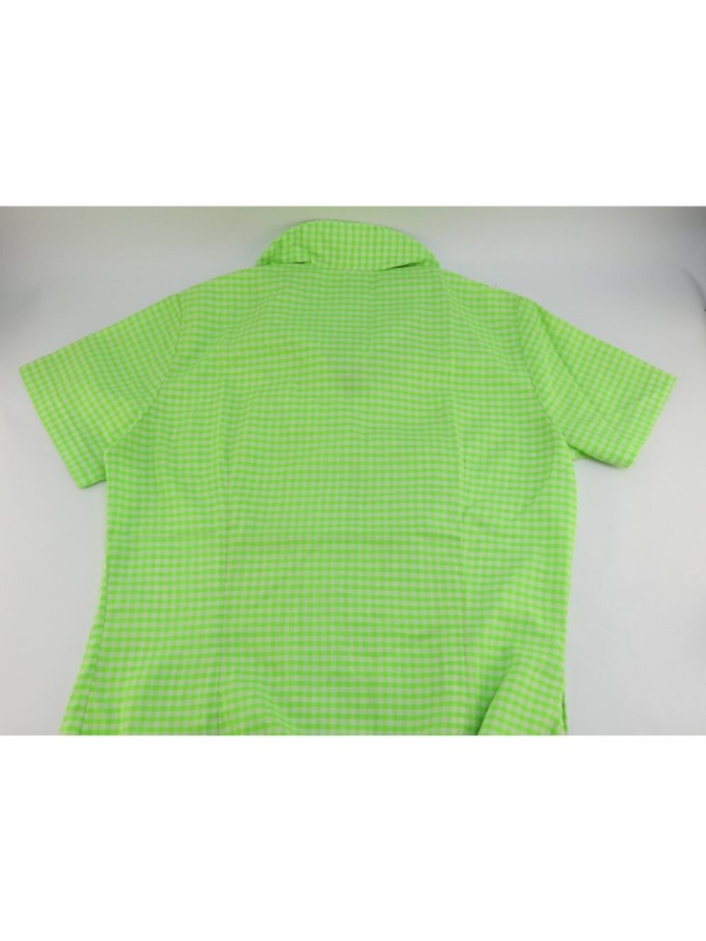 VTG 1960s Miss Smith Lime Grn Gingham Shirt Dress Mod Cottagecore Pockets Sz M - Picture 8 of 12